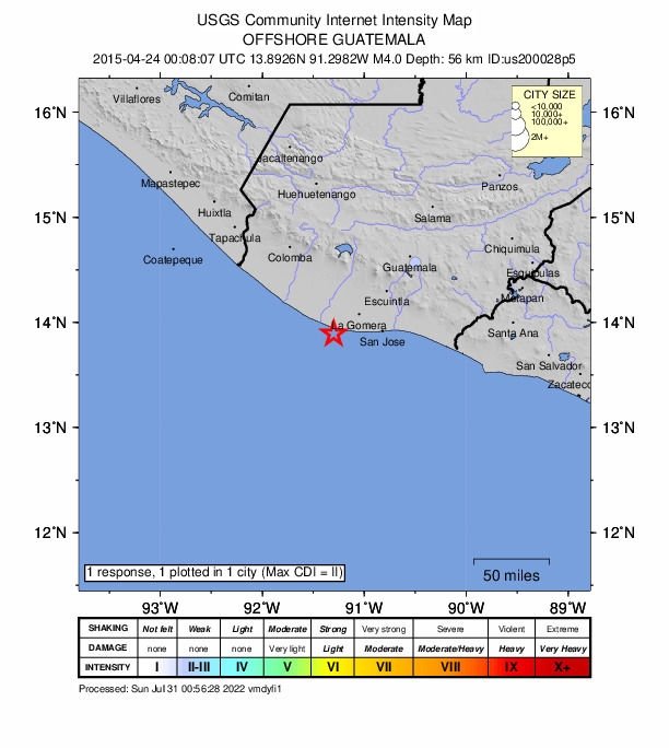 Did You Feel It? map: shaking reported by the public