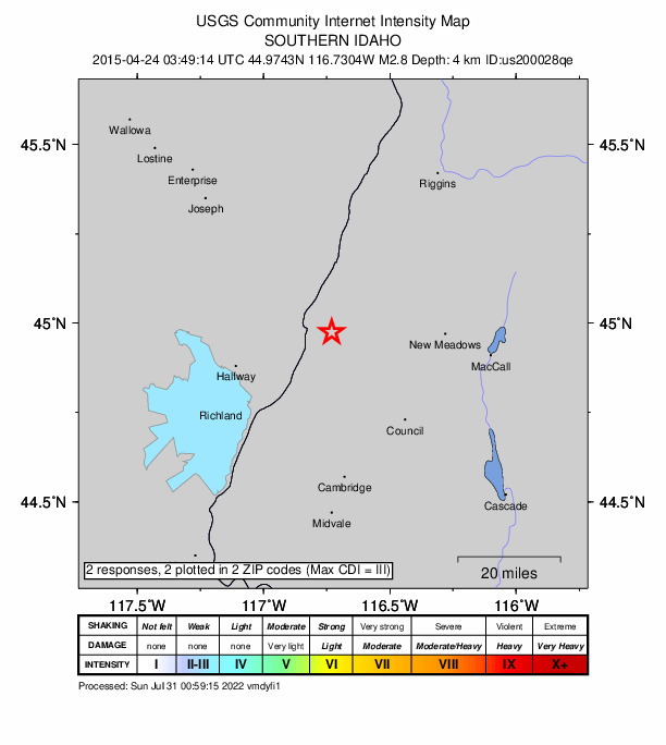 Did You Feel It? map: shaking reported by the public