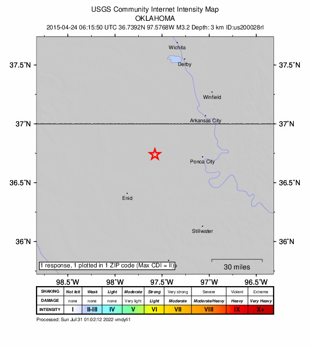 Did You Feel It? map: shaking reported by the public