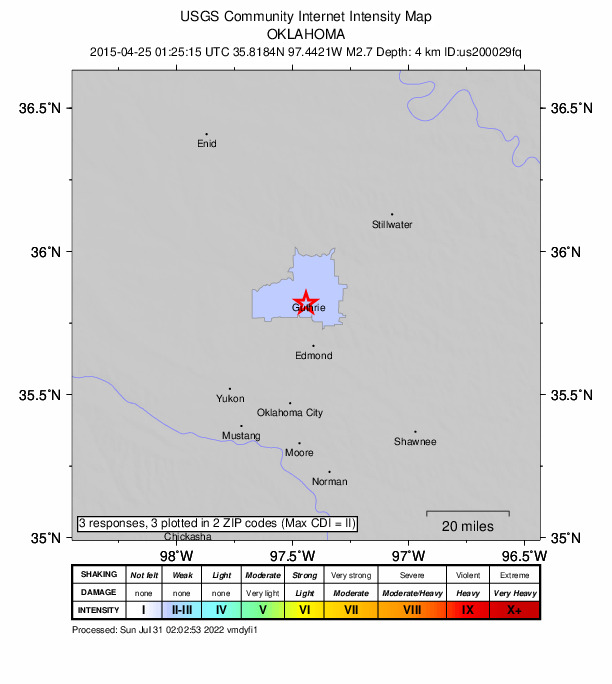 Did You Feel It? map: shaking reported by the public