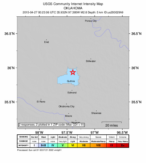 Did You Feel It? map: shaking reported by the public