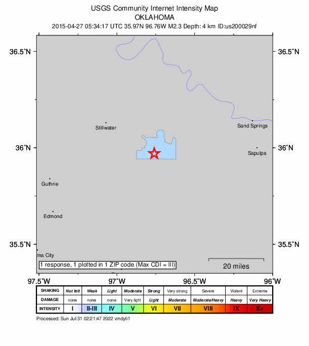 Did You Feel It? map: shaking reported by the public