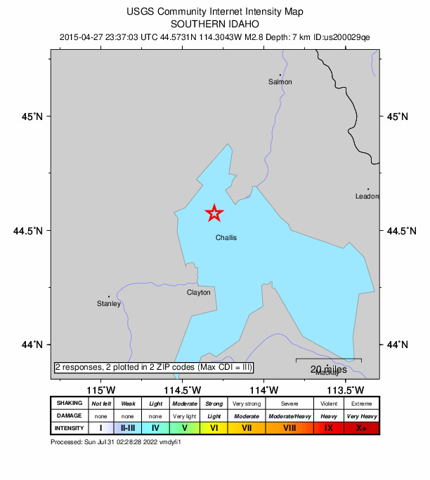Did You Feel It? map: shaking reported by the public