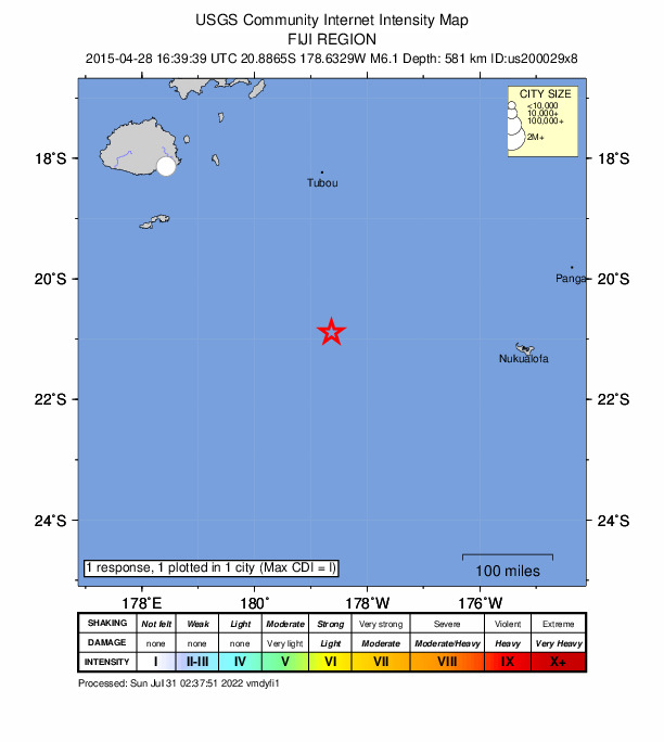 Did You Feel It? map: shaking reported by the public