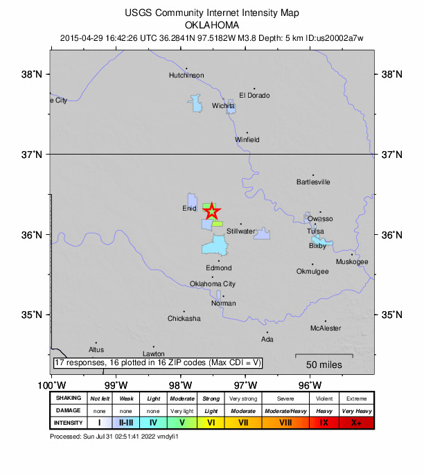 Did You Feel It? map: shaking reported by the public