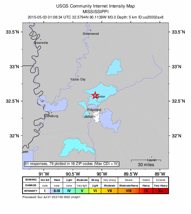 Did You Feel It? map: shaking reported by the public