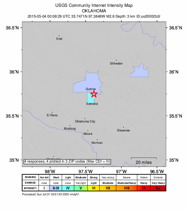 Did You Feel It? map: shaking reported by the public