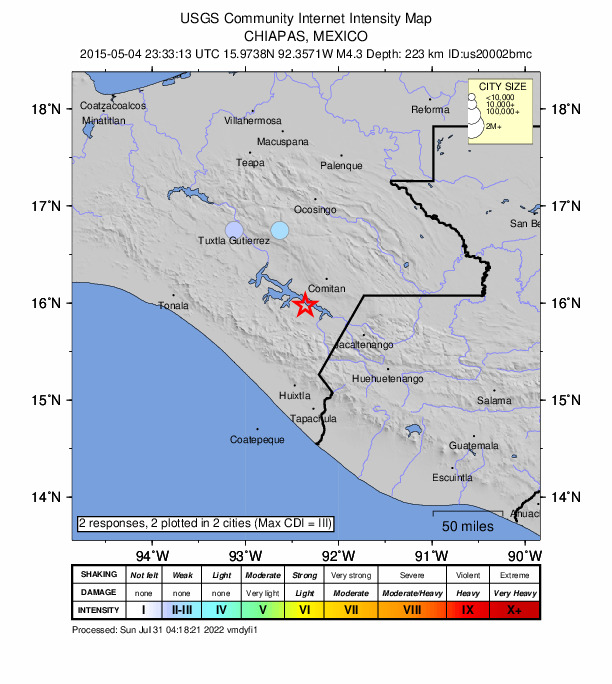 Did You Feel It? map: shaking reported by the public