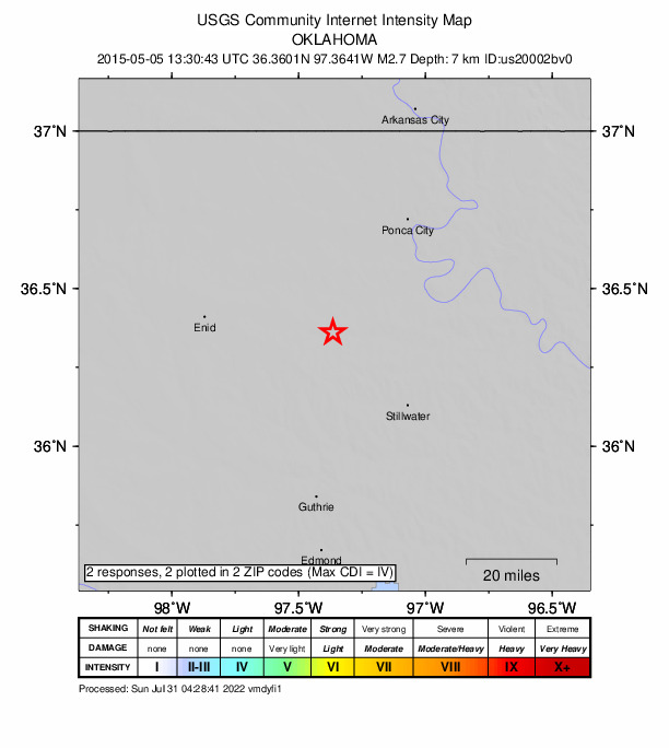 Did You Feel It? map: shaking reported by the public