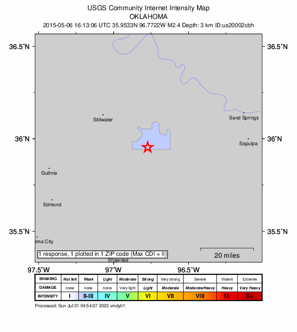 Did You Feel It? map: shaking reported by the public