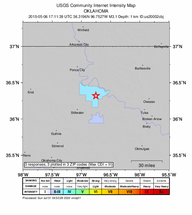 Did You Feel It? map: shaking reported by the public
