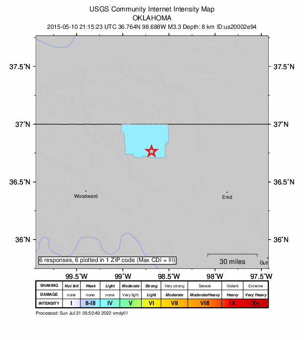 Did You Feel It? map: shaking reported by the public