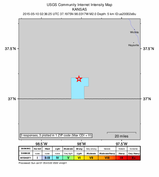 Did You Feel It? map: shaking reported by the public
