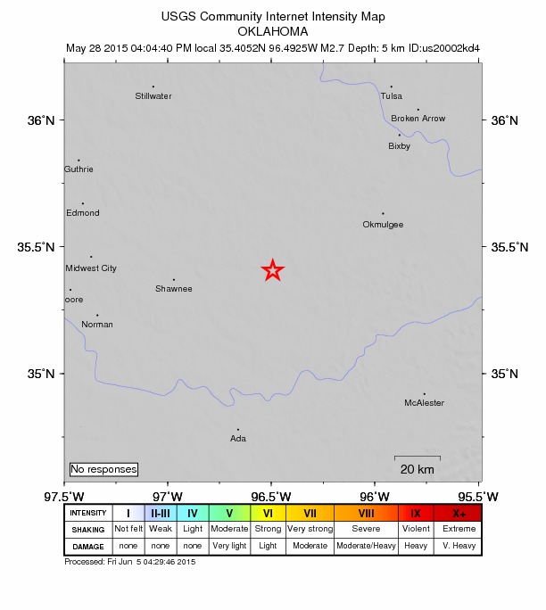 Did You Feel It? map: shaking reported by the public