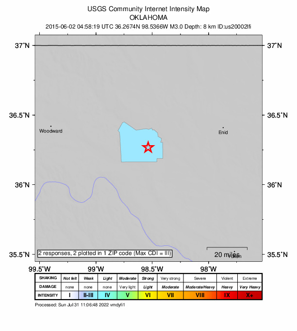 Did You Feel It? map: shaking reported by the public