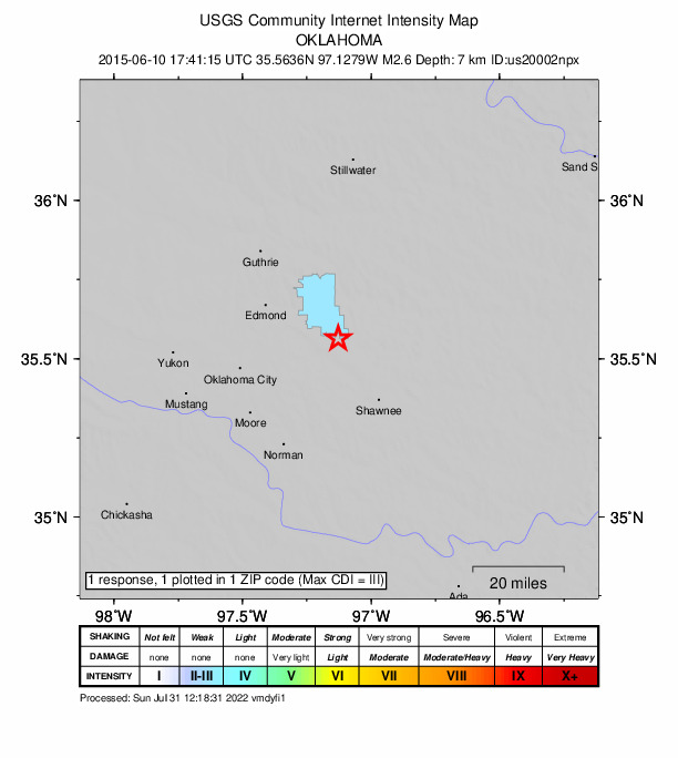 Did You Feel It? map: shaking reported by the public