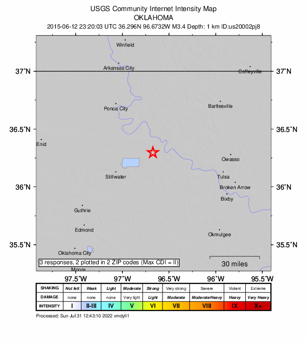Did You Feel It? map: shaking reported by the public