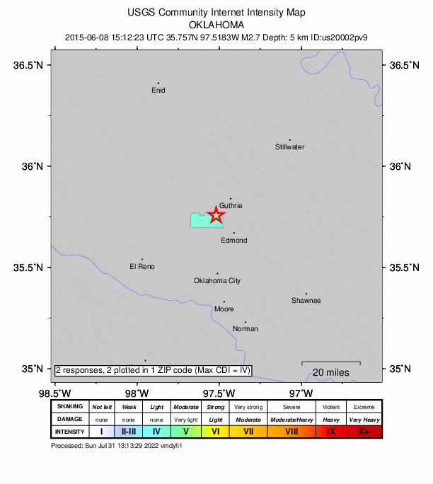 Did You Feel It? map: shaking reported by the public