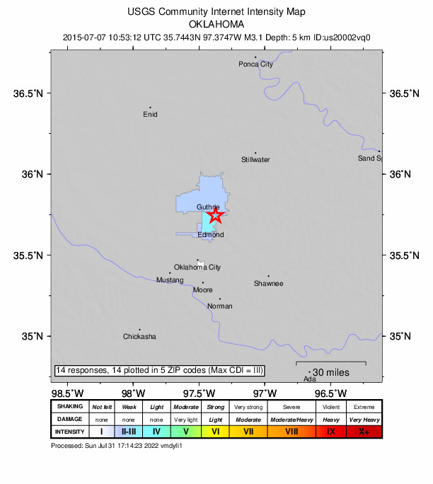 Did You Feel It? map: shaking reported by the public
