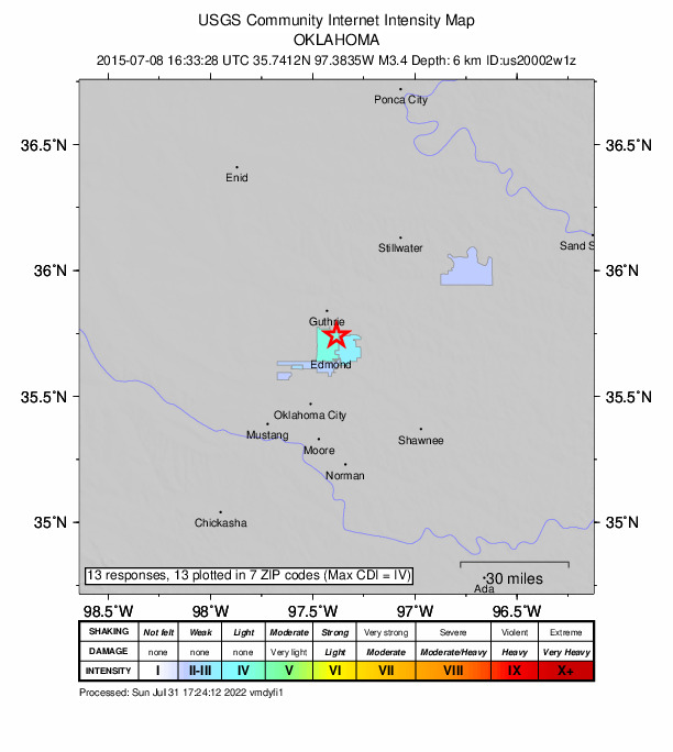 Did You Feel It? map: shaking reported by the public