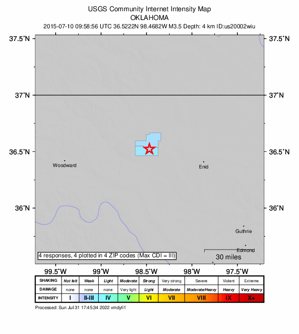 Did You Feel It? map: shaking reported by the public