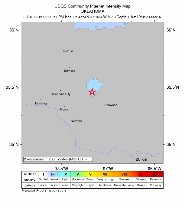 Did You Feel It? map: shaking reported by the public