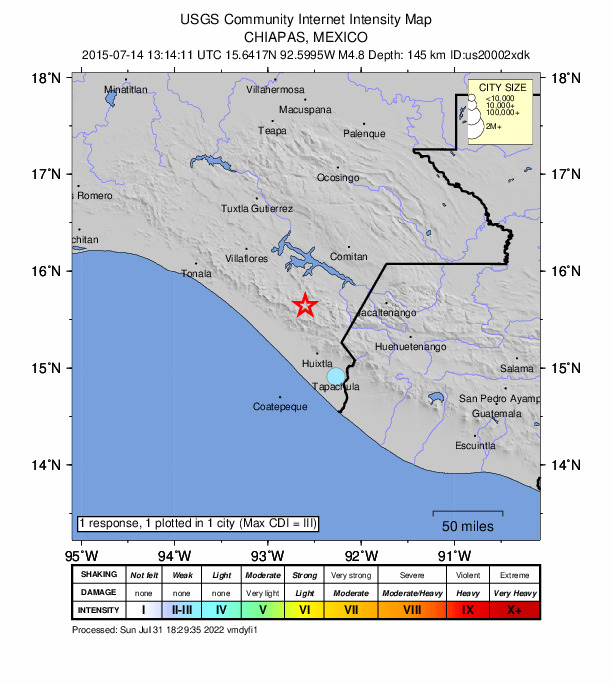 Did You Feel It? map: shaking reported by the public