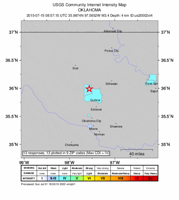 Did You Feel It? map: shaking reported by the public