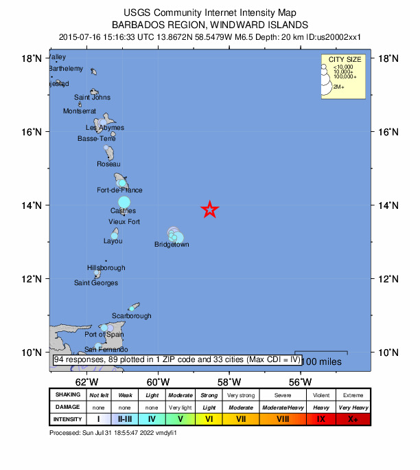 Did You Feel It? map: shaking reported by the public