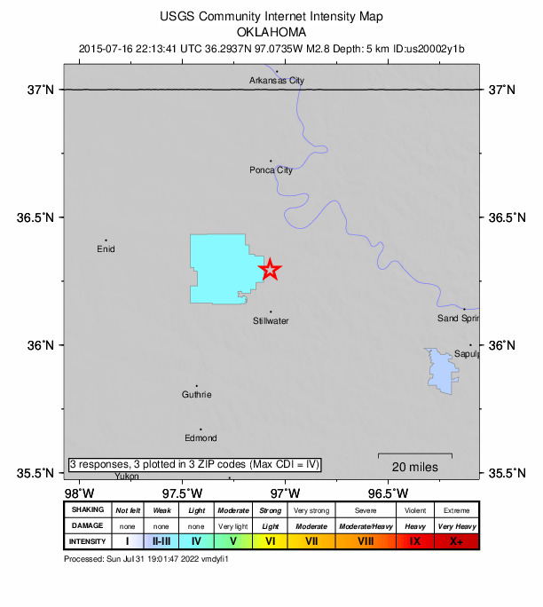 Did You Feel It? map: shaking reported by the public
