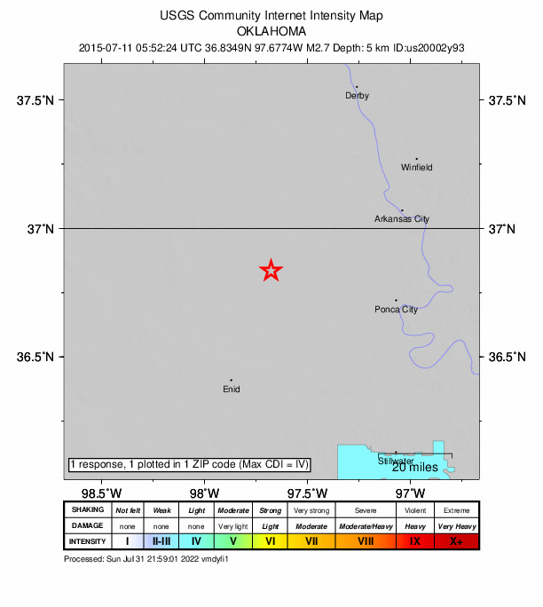 Did You Feel It? map: shaking reported by the public