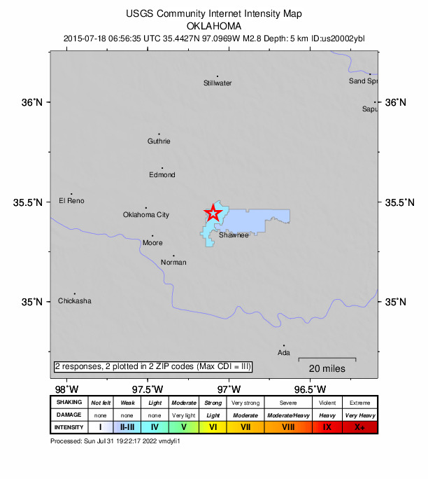 Did You Feel It? map: shaking reported by the public