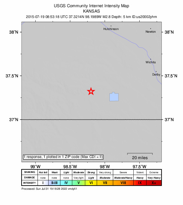 Did You Feel It? map: shaking reported by the public