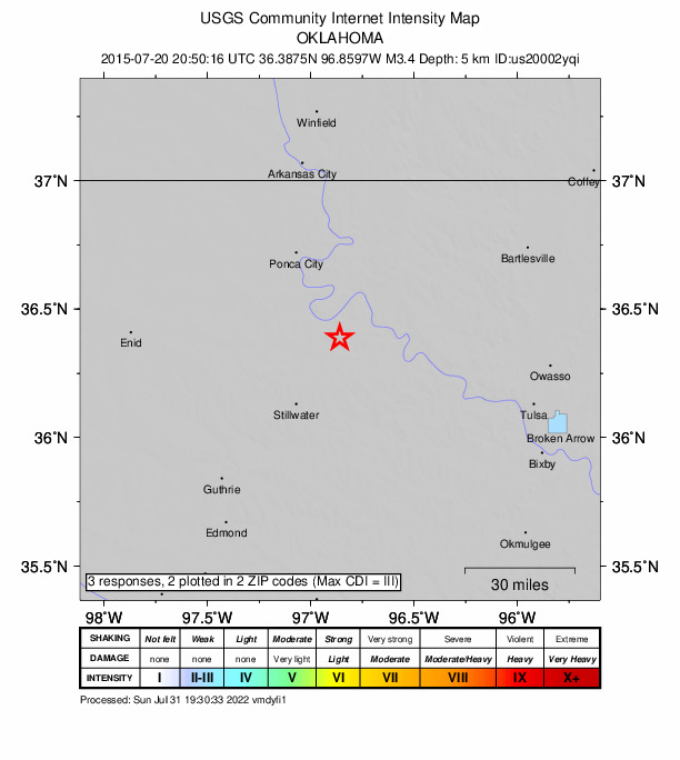 Did You Feel It? map: shaking reported by the public
