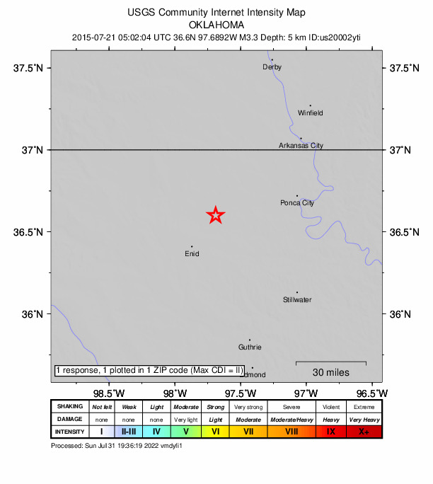 Did You Feel It? map: shaking reported by the public