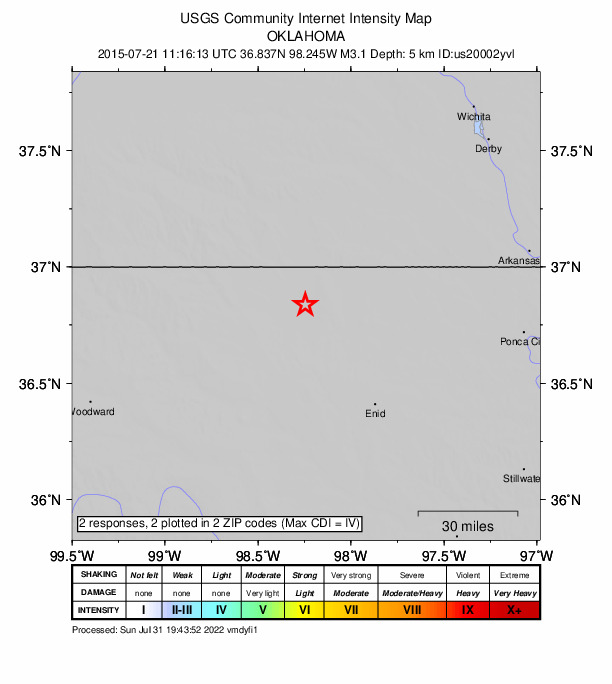 Did You Feel It? map: shaking reported by the public