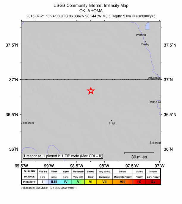 Did You Feel It? map: shaking reported by the public
