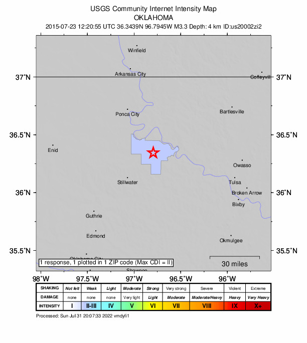 Did You Feel It? map: shaking reported by the public