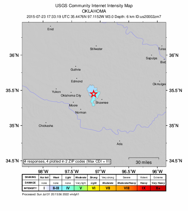 Did You Feel It? map: shaking reported by the public