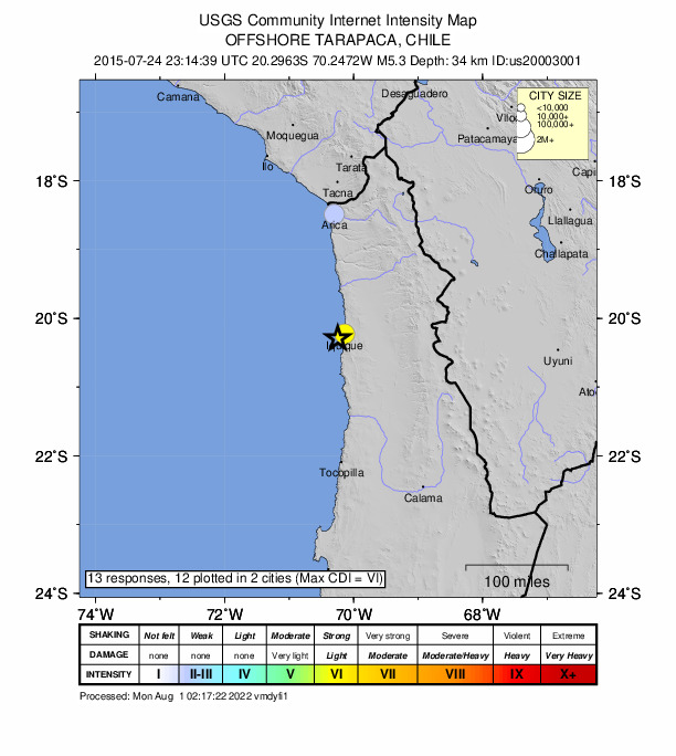 Did You Feel It? map: shaking reported by the public