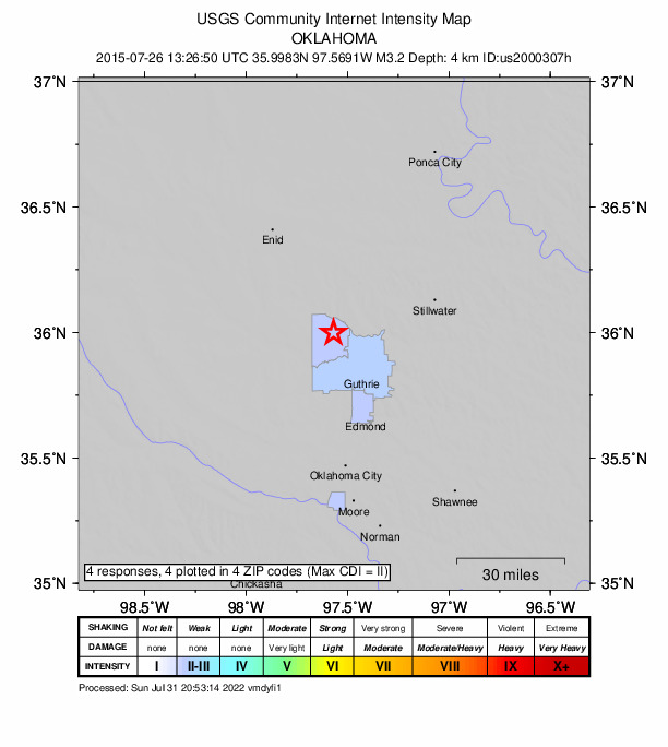 Did You Feel It? map: shaking reported by the public