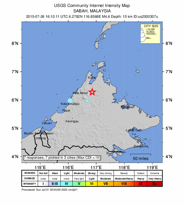 Did You Feel It? map: shaking reported by the public