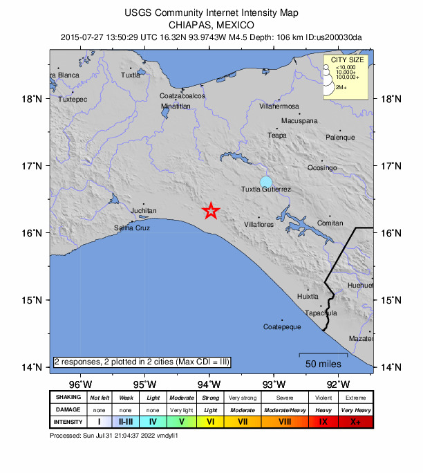 Did You Feel It? map: shaking reported by the public