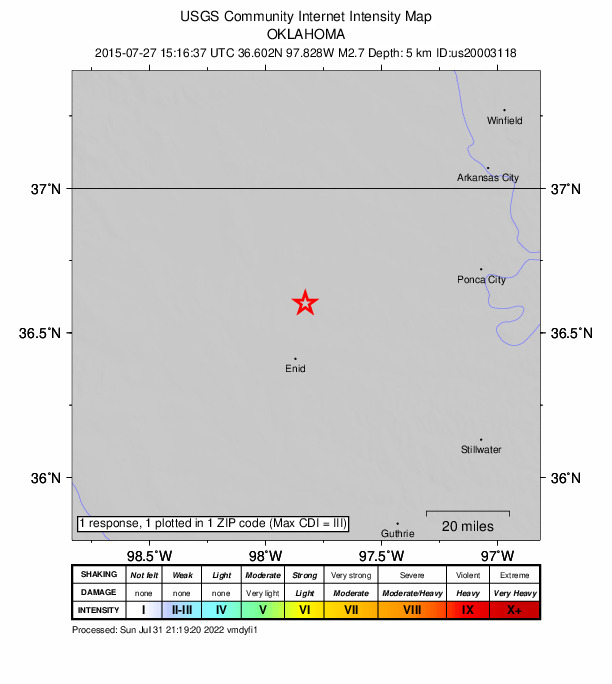 Did You Feel It? map: shaking reported by the public