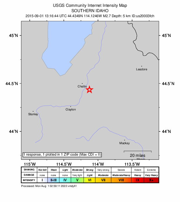 Did You Feel It? map: shaking reported by the public