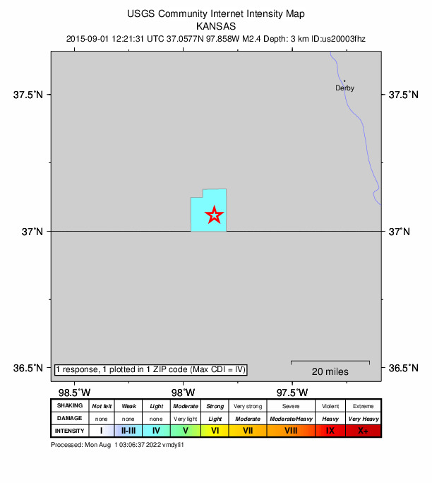 Did You Feel It? map: shaking reported by the public