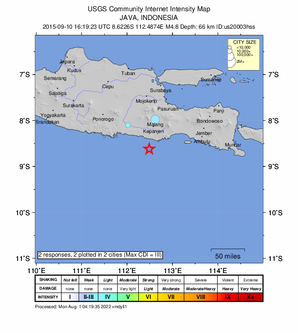 Did You Feel It? map: shaking reported by the public