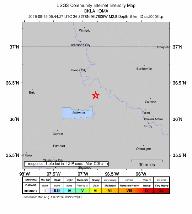 Did You Feel It? map: shaking reported by the public