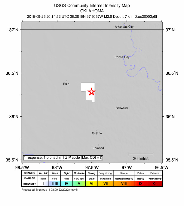 Did You Feel It? map: shaking reported by the public
