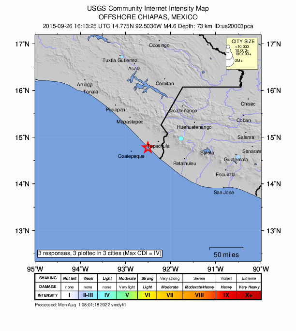 Did You Feel It? map: shaking reported by the public